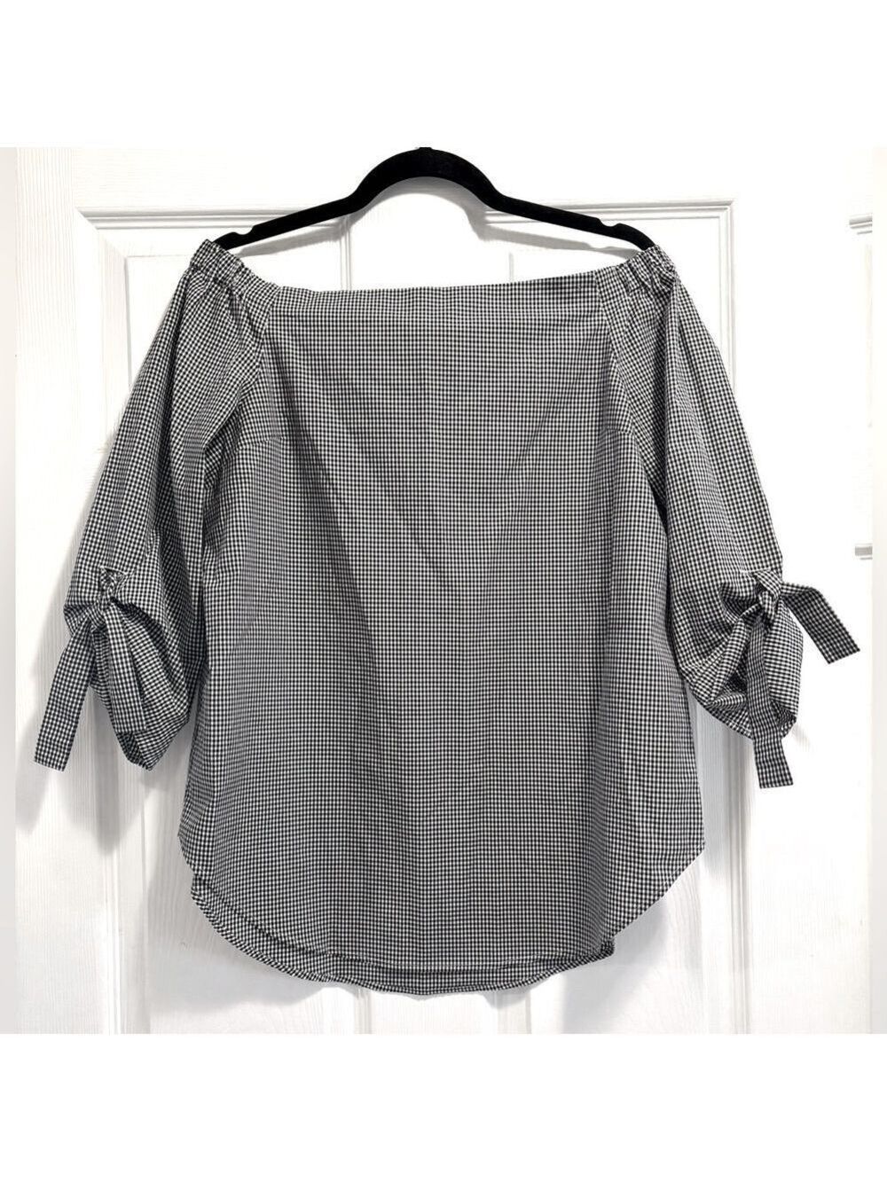 Aritzia Babaton Aritzia Malik Off Shoulder Black & White Checkered Blouse Small